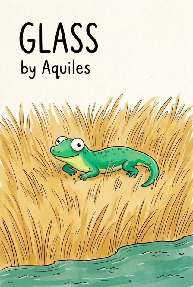 GLASS Episode 1 book cover: Glass the gecko in the golden grass