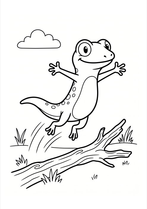 Coloring page of Glass leaping over a log