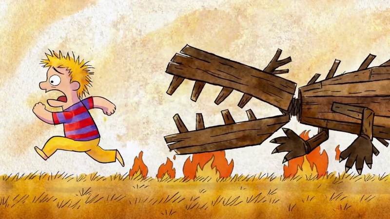 Scene from the GLASS game: the great chase through the golden grass